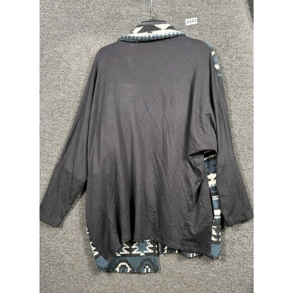 Anthropologie Dolan Knit Sweater Womens Sz XL Black Cardigan Ruana Aztec Tribal - Picture 2 of 7